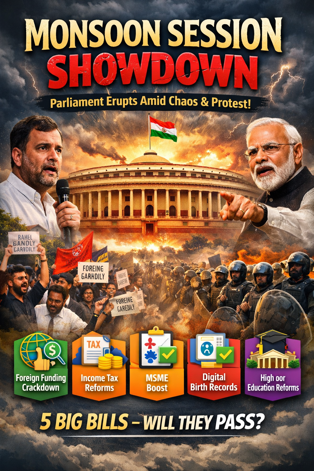 Monsoon Session 2026: Parliament Erupts Over 5 Game Changing Bills