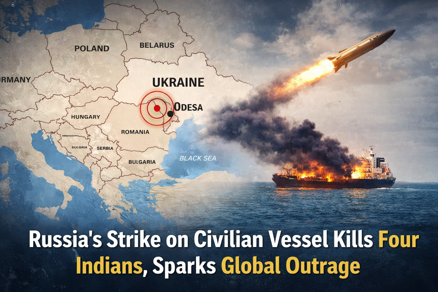 Russia’s Strike on Civilian Vessel Kills Four Indians, Sparks Global Outrage