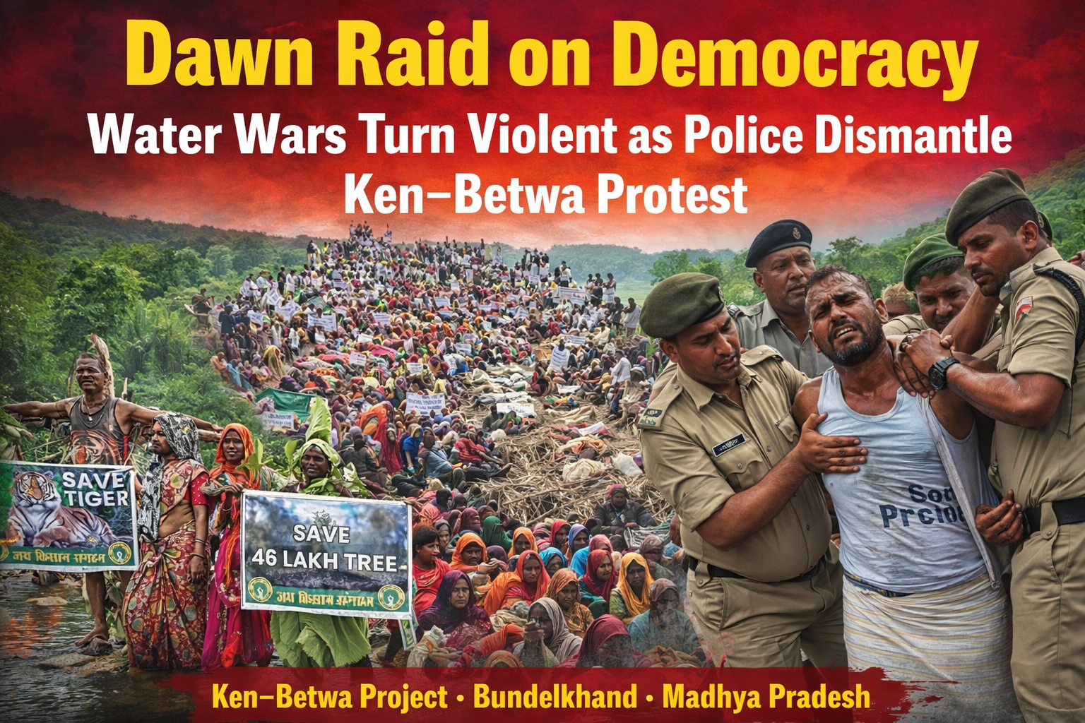 Dawn Raid on Democracy: Water Wars Turn Violent as Police Dismantle Ken–Betwa Protest