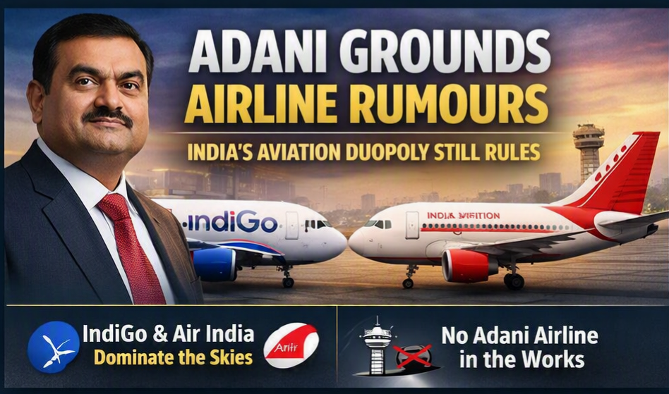 Adani Grounds Airline Rumours: India’s Aviation Duopoly Still Rules the Skies