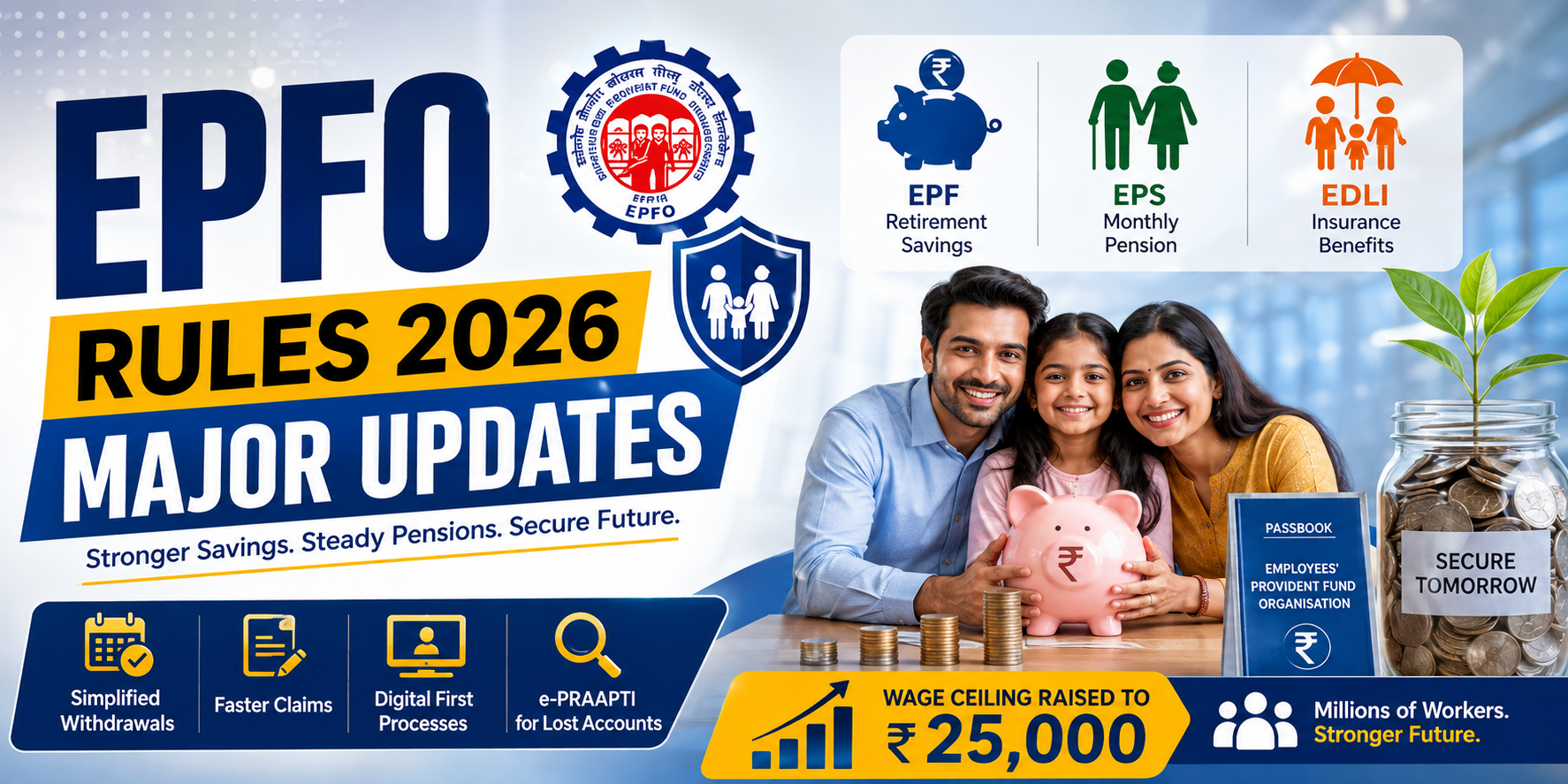 New EPFO Rules 2026: Wage Ceiling Raised to ₹25,000 – Millions of Workers to Benefit!