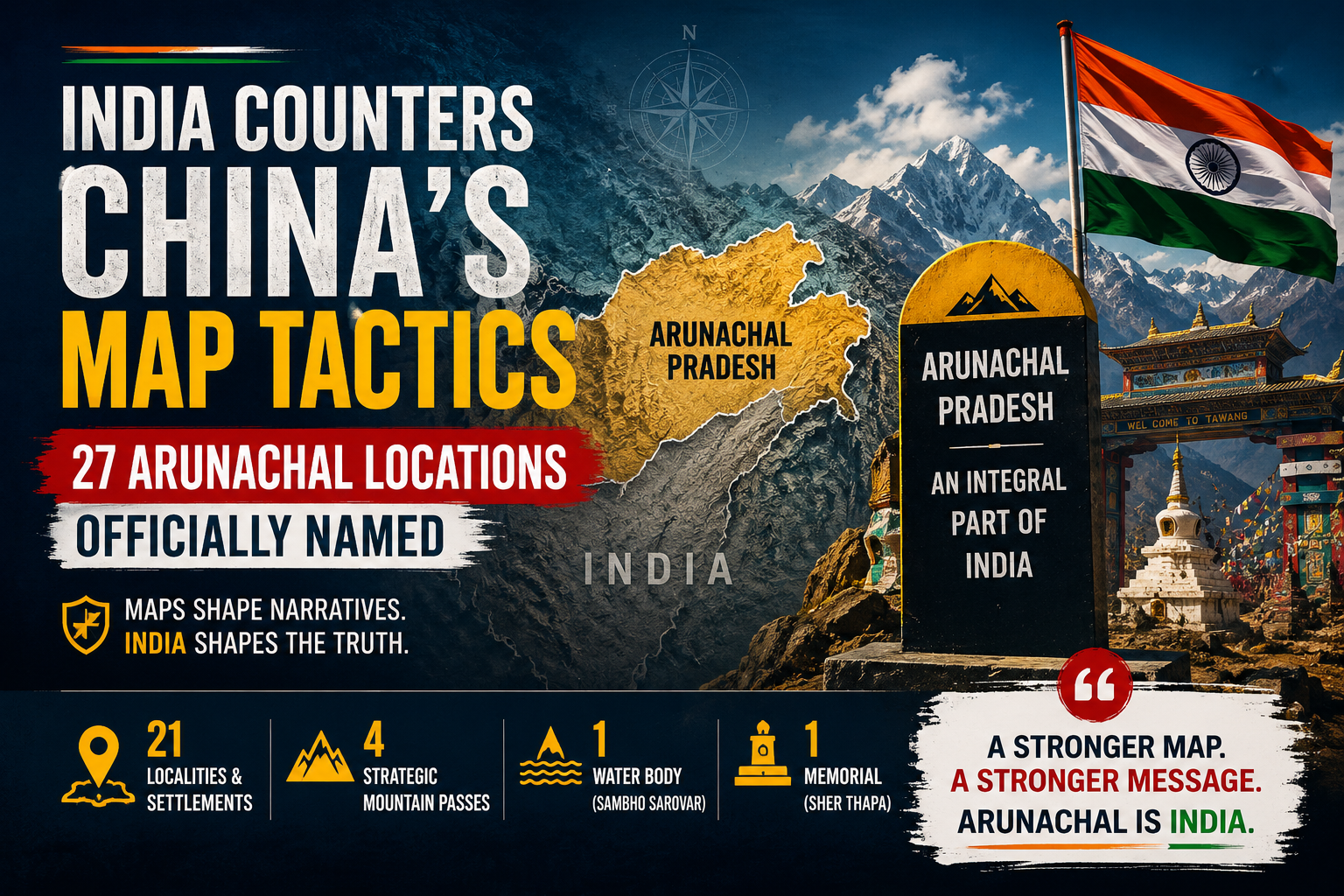 🚨 India Counters China’s Map Tactics: 27 Arunachal Locations Officially Named