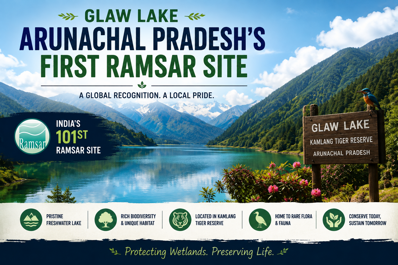 🌏 From Arunachal to the World: Glaw Lake Becomes India’s 101st Ramsar Site