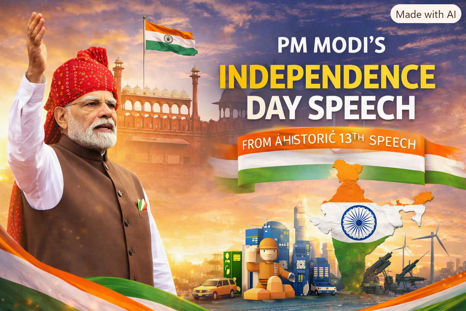 PM Modi’s 10 Big Independence Day Announcements: Red Fort Revelations from His 13th Historic Speech