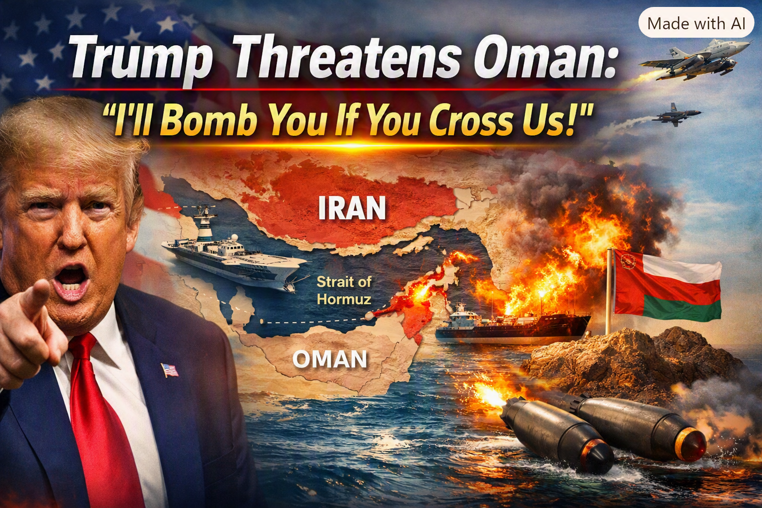 💣 Trump’s Explosive Threat: U.S. President Warns of Bombing Ally Oman as Iran-U.S. Gulf Tensions Ignite Over the Strait of Hormuz