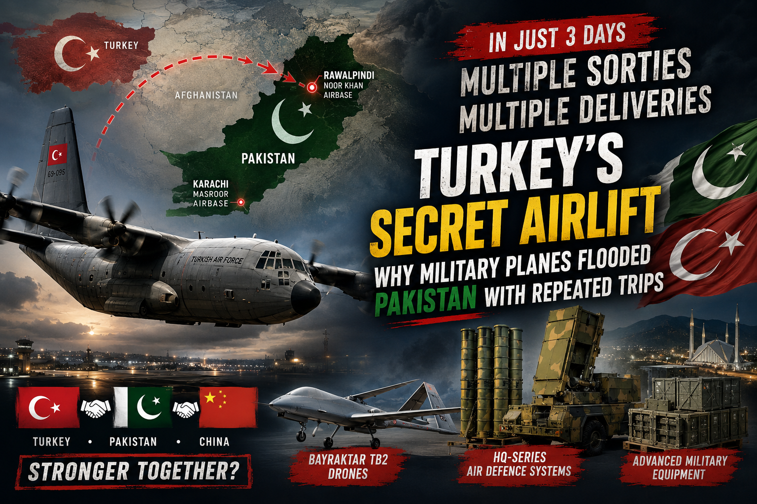 🚨 Turkey’s Secret Airlift: Why Military Planes Flooded Pakistan with Repeated Trips in Just 3 Days