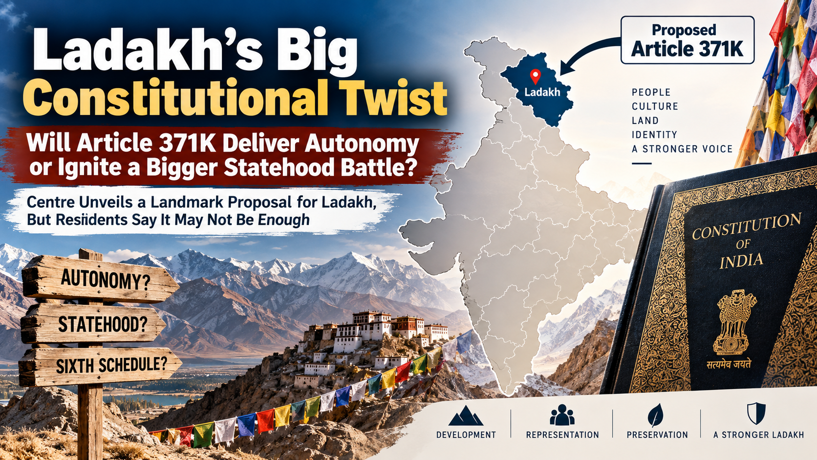 Ladakh’s Big Constitutional Twist: Will Article 371K Deliver Autonomy or Ignite a Bigger Statehood Battle?