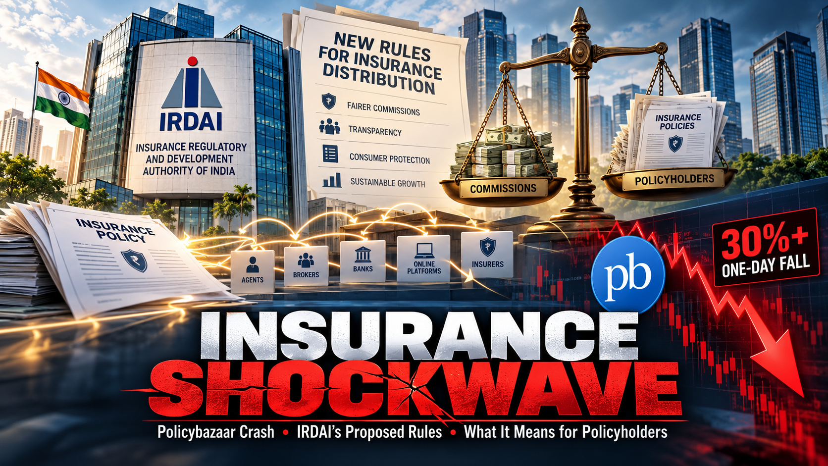 Insurance Shockwave: Why Policybazaar Crashed 30% in a Day and What IRDAI’s New Rules Could Mean for Every Indian Policyholder