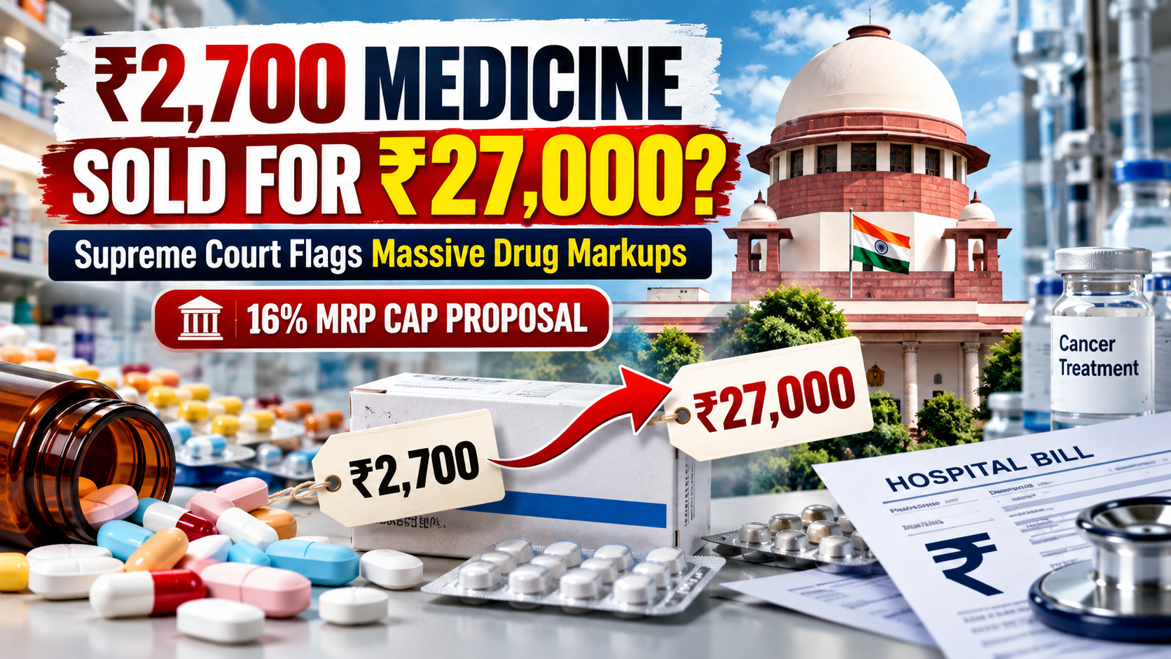 ₹2,700 Medicine Sold for ₹27,000? Supreme Court Flags Massive Drug Markups, Pushes 16% MRP Cap on Hospital Medicines
