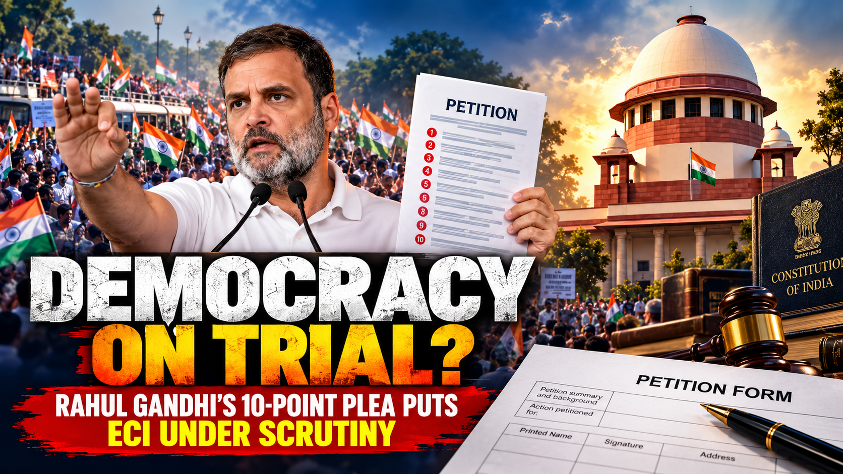 🚨 Democracy on Trial? Rahul Gandhi’s 10-Point Supreme Court Petition Against the Election Commission Sparks Major Political Storm