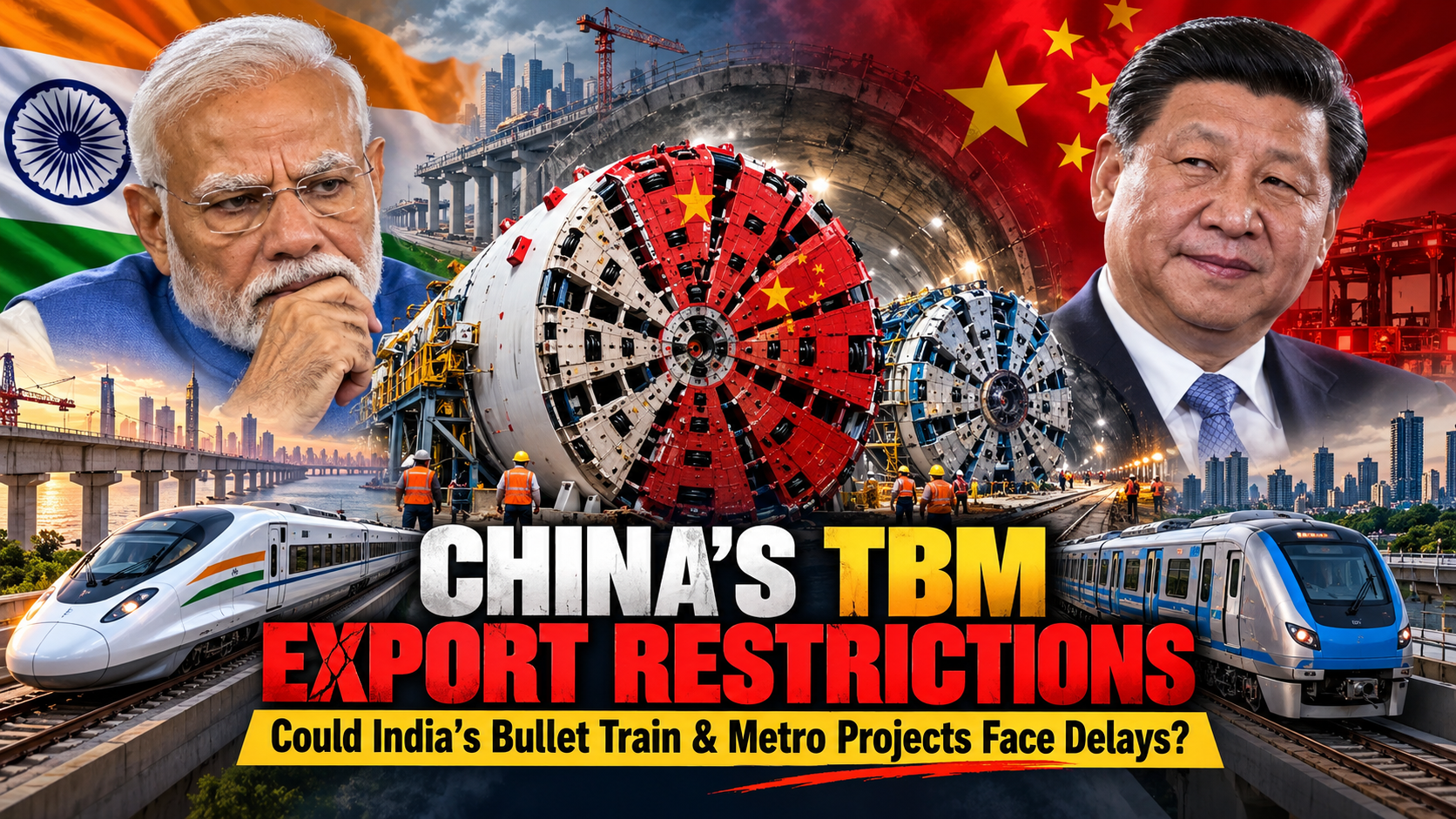 🚨 China’s TBM Shock: New Export Restrictions on Tunnel Boring Machines Could Delay India’s Bullet Train, Metro Expansion, and Mega Infrastructure Projects